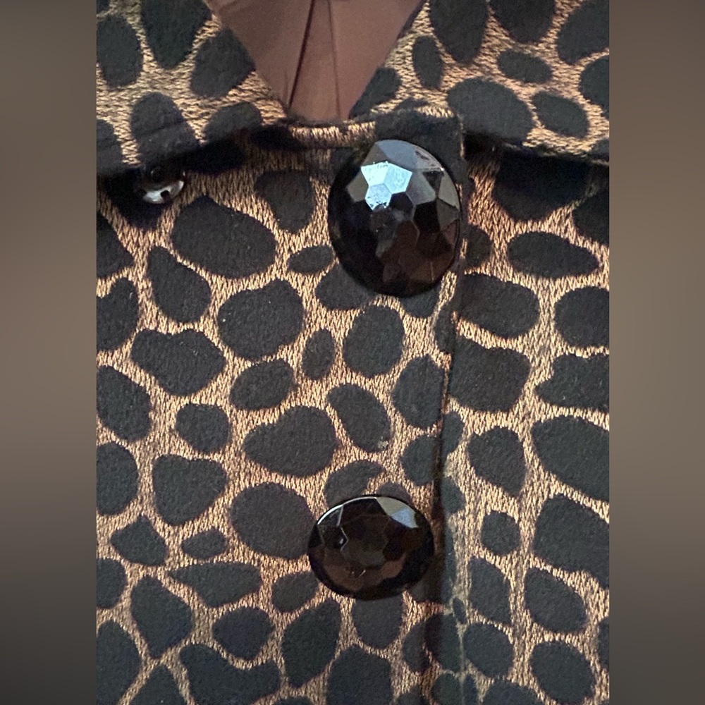 LUII Anthropologie Womens Large Animal Giraffe Mod S/S‎ Swing COAT Jacket EUC - Picture 3 of 11
